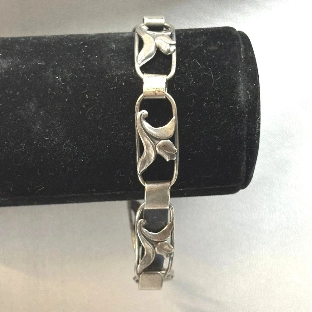 Harry Eiler Link Bracelet Unisex 7.25in Silver Good Art Nouveau Skonvirke 830S
